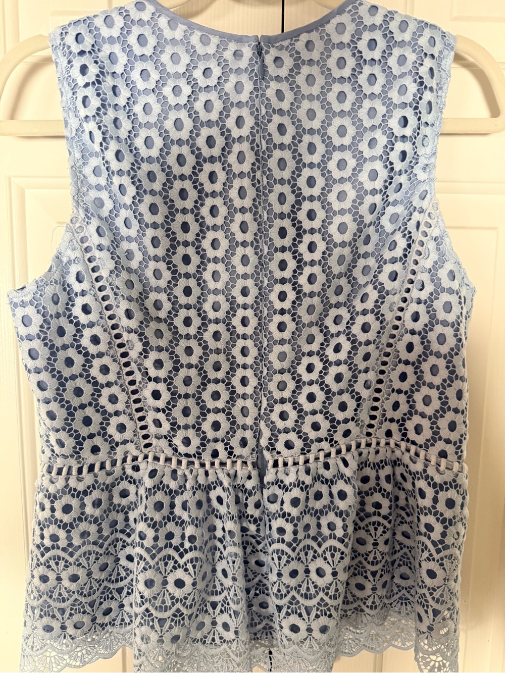 J. Crew Gorgeous Women's Light Blue Lace Peplum Sleeveless Top - Picture 10 of 10